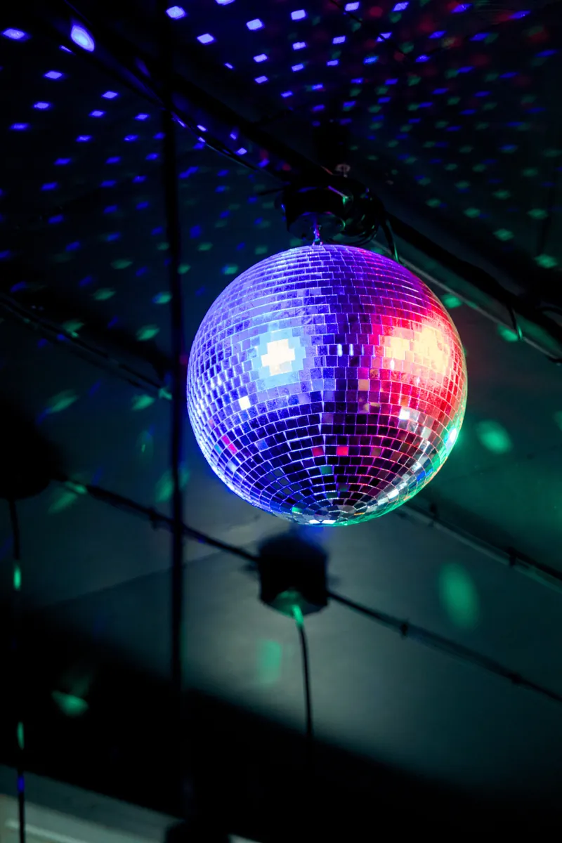 Disco ball lights at Qube Cocktail Bar
